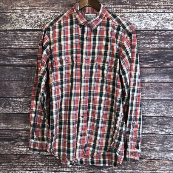 Lucky Brand Mens‎ Multicolor Red Plaid Button Long Sleeve Flannel Size Medium - Picture 2 of 12